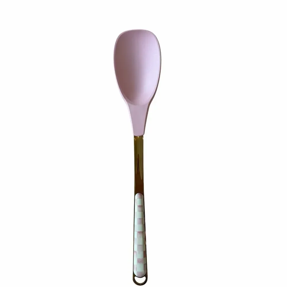 MacKenzie-Childs Rosy Check Spoon 12in Pink & White Coquette Kitchen NEW